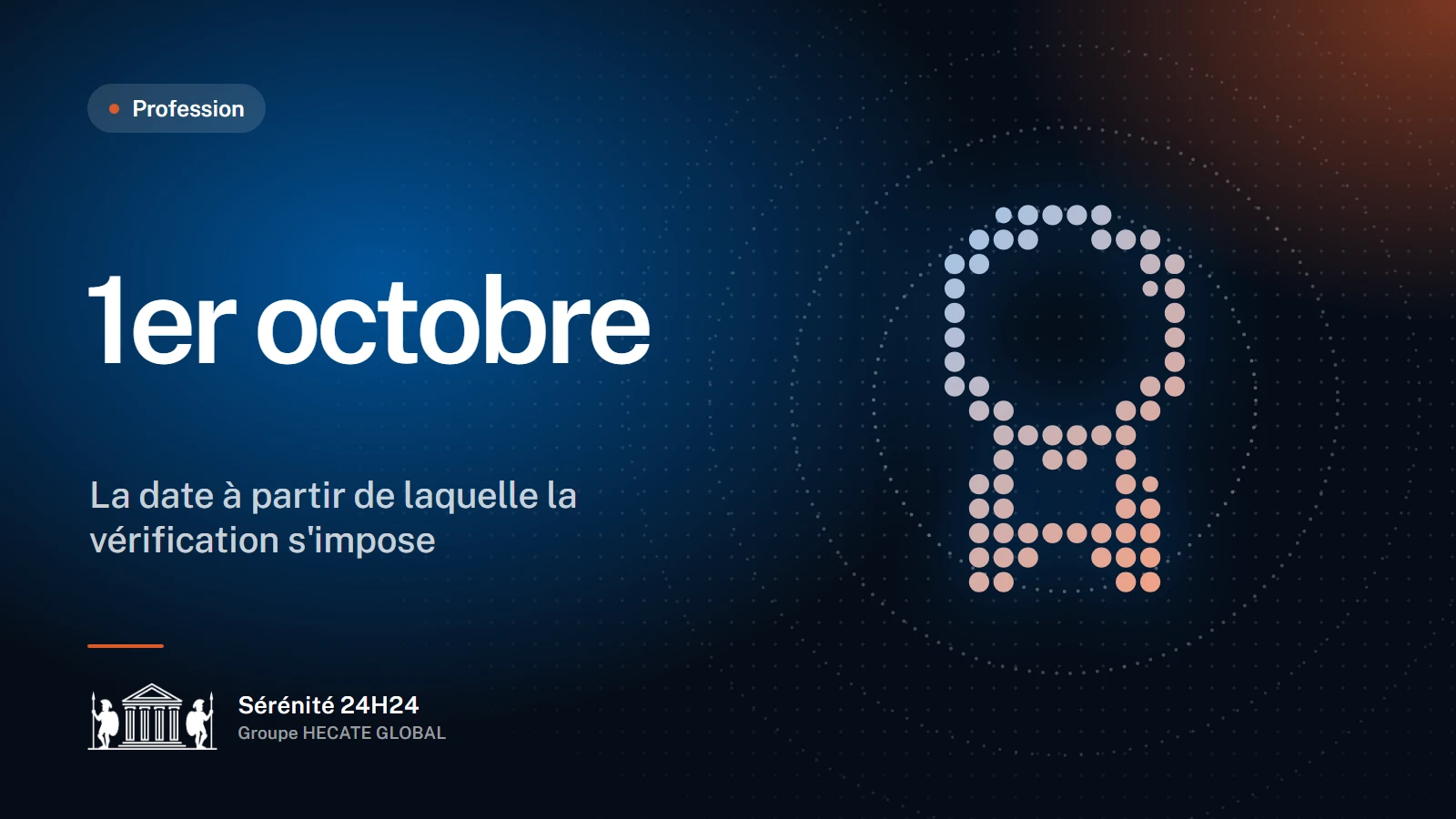 Une carte professionnelle dessinée en pointillés et la date du 1er octobre, début de l'obligation de déclaration et de vérification mensuelle.